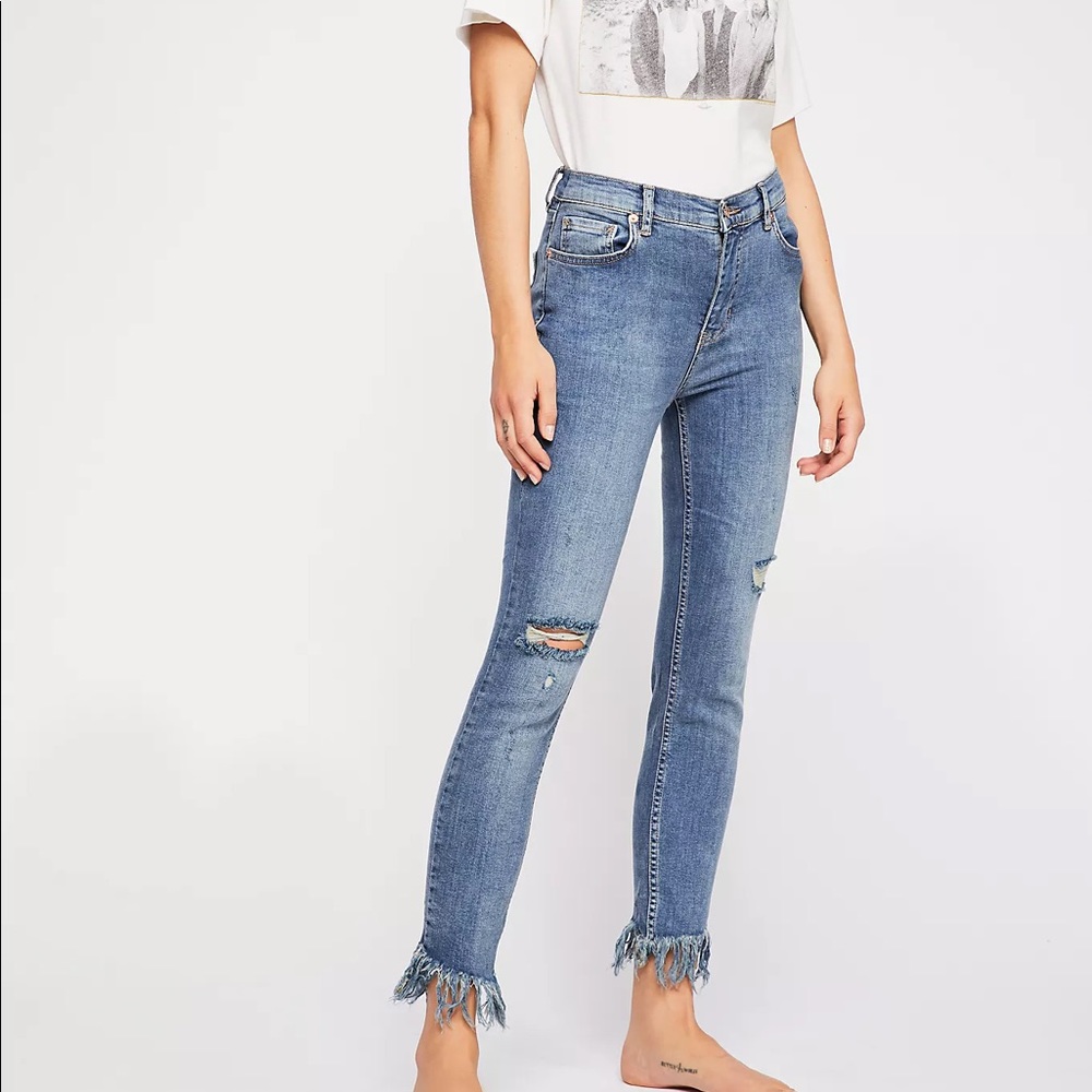 Free People Great Heights Frayed Skinny Jeans